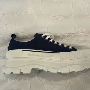 Alexander McQueen Men's Tread Slick Two-Tone Fabric Sneakers Size EU 42, Denim